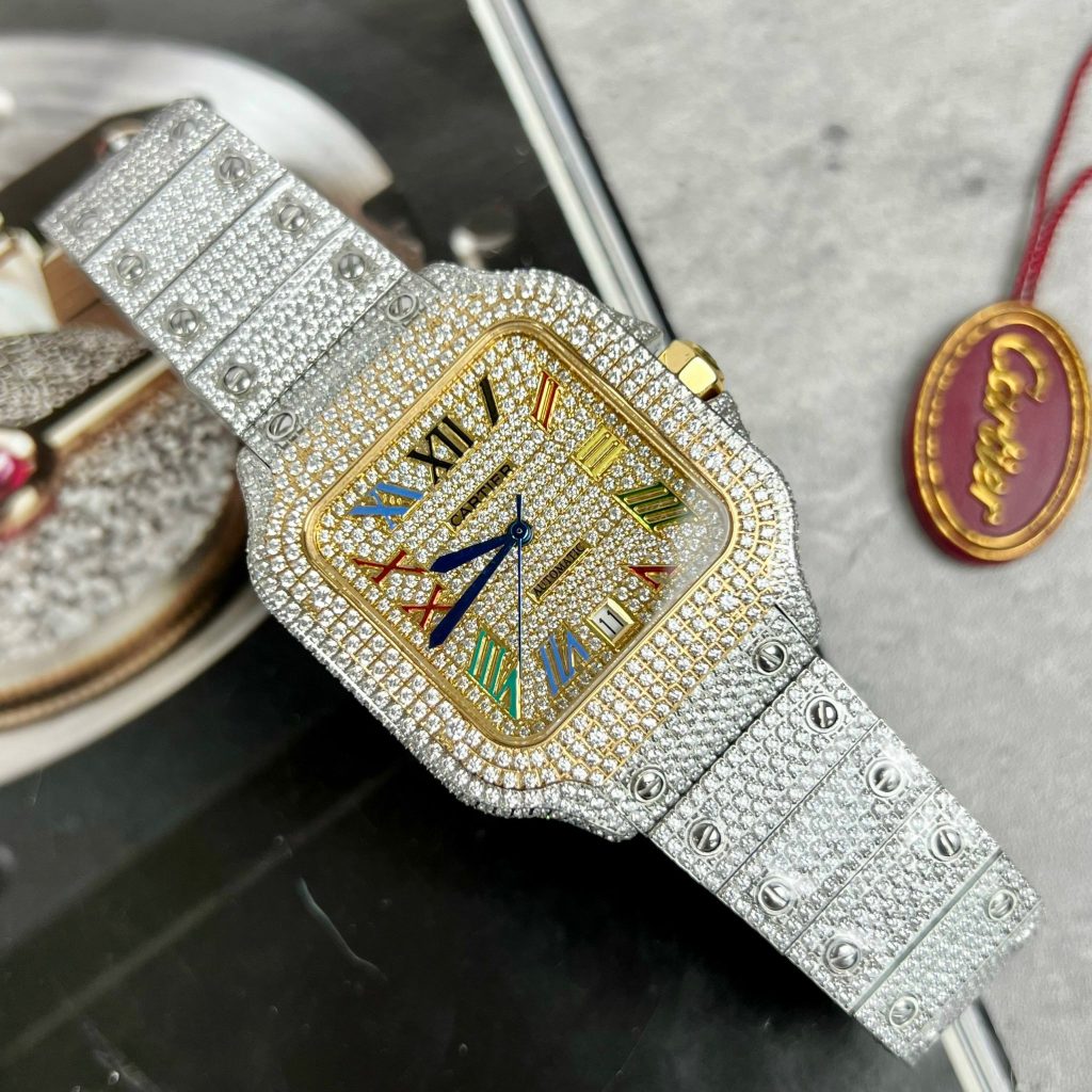 Cartier Santos Full Diamonds Replica Watches Best Quality (2)