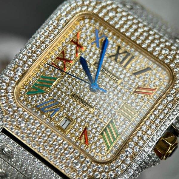 Cartier Santos Full Diamonds Replica Watches Best Quality (2)