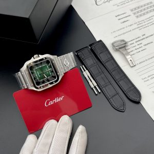 Cartier Santos WSSA0062 Replica Watches Best Quality Green Dial BV Factory (2)