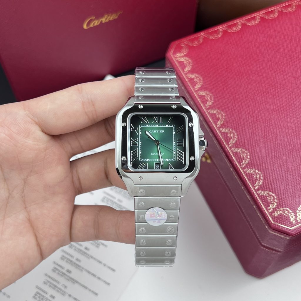 Cartier Santos WSSA0062 Replica Watches Best Quality Green Dial BV Factory (7)