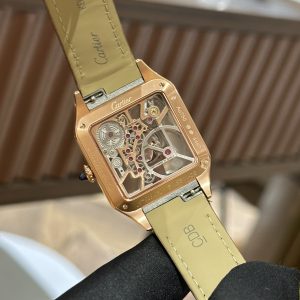 Cartier Santos de Carter Replica Watches Brown Leather Swiss Quartz (4)