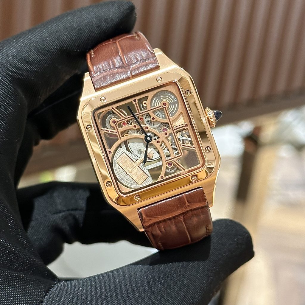 Cartier Santos de Carter Replica Watches Brown Leather Swiss Quartz (4)