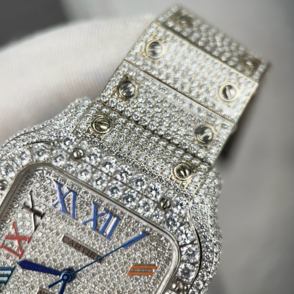 Cartier Santos de Cartier Diamonds Swarovski Replica Watches (1)