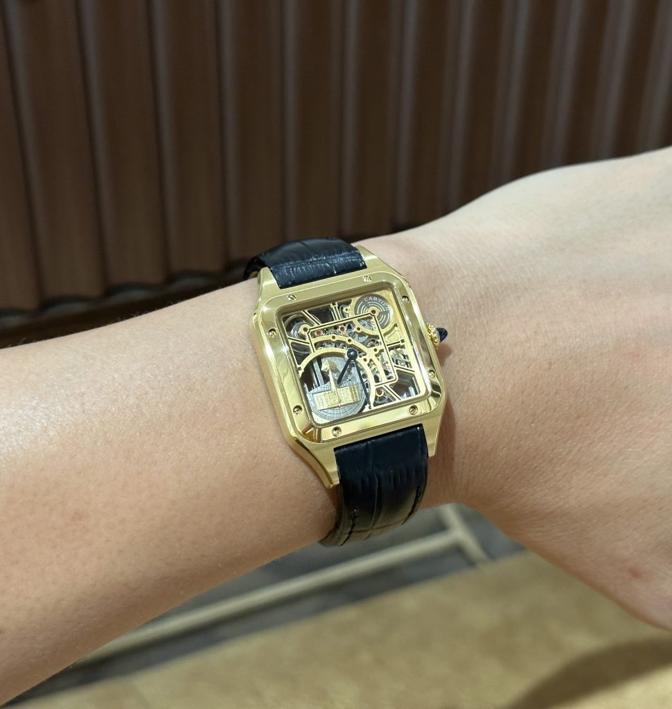 Cartier Santos de Cartier Replica Watches Black Leather (1)