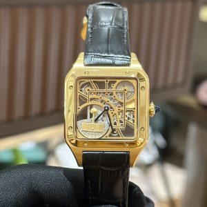 Cartier Santos de Cartier Replica Watches Black Leather (1)