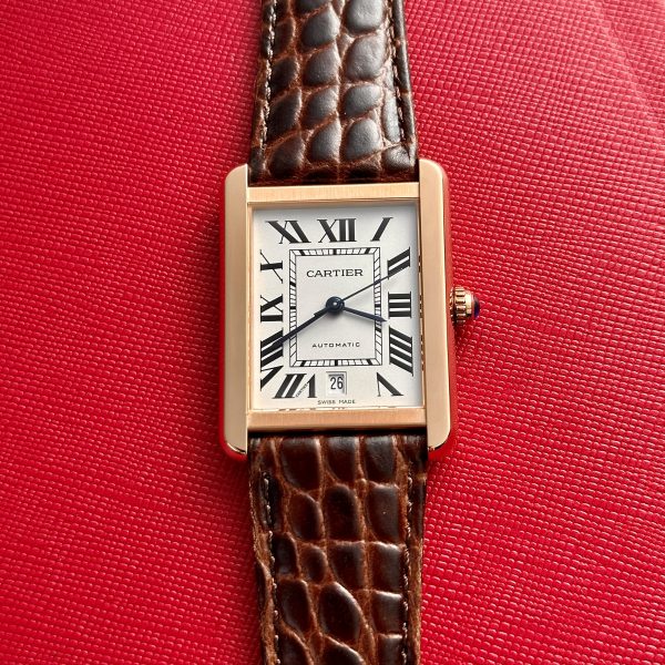 Cartier Tank W5200026 Replica Watches Rose Gold Brown Leather 31x41mm (1)