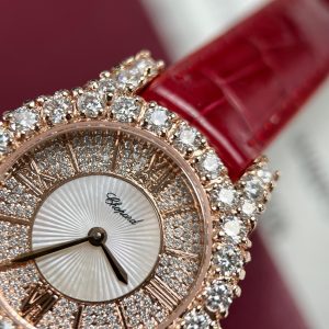 Chopard Custom 18K Gold Wrapped Diamonds Moissanite Red Leather (2)