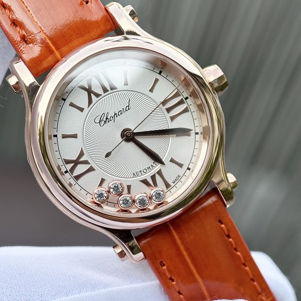 Chopard Happy Sport Automatic Replica Watches Women's Orange Leather 36mm