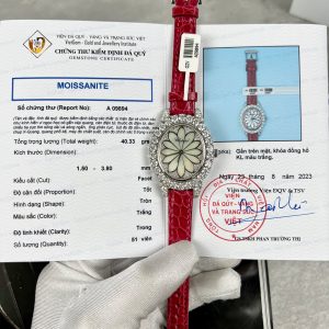 Chopard Replica Watches Custom Moissanite Diamonds Red Leather 34mm (1)
