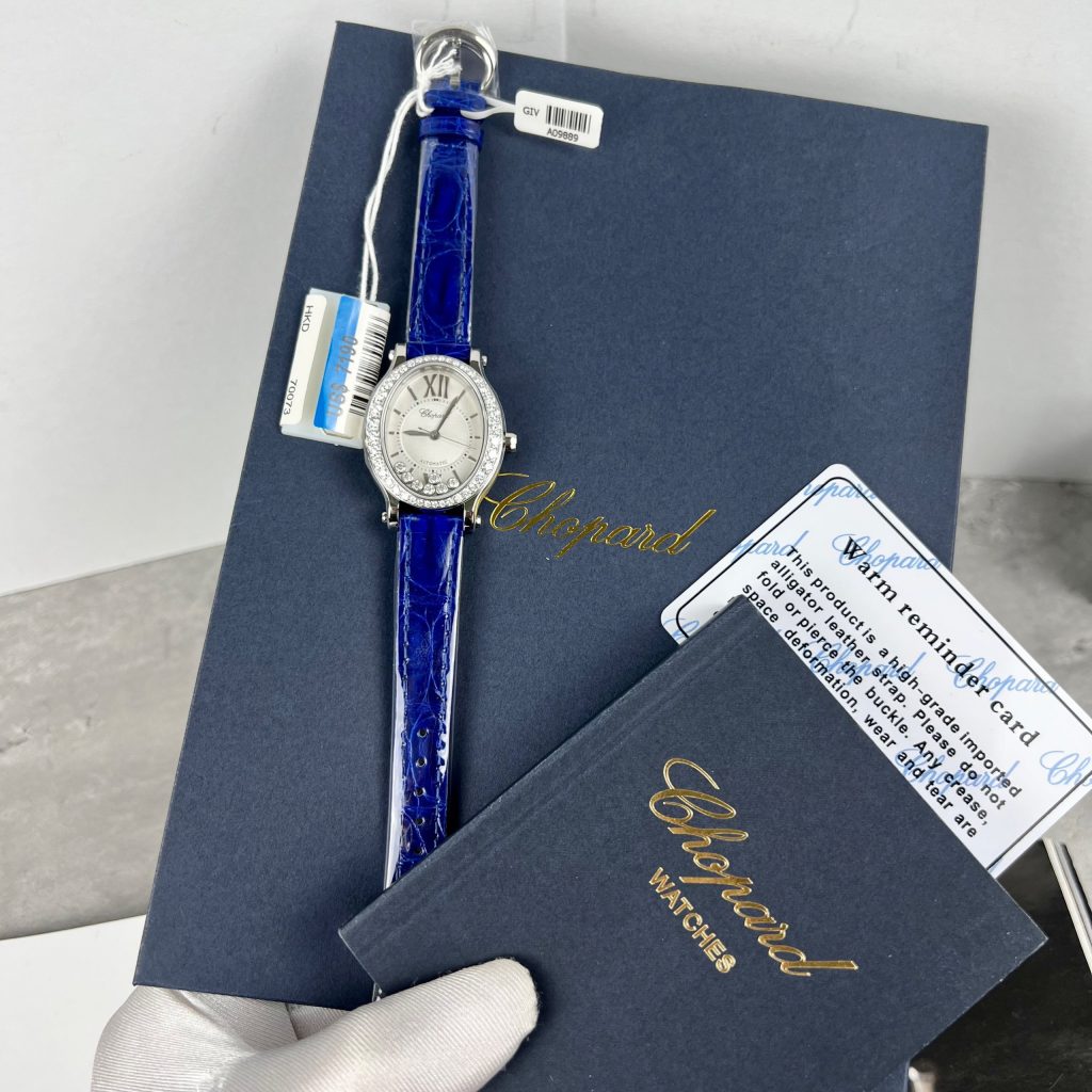 Chopard Rotating Stone Replica Watches Blue Leather Automatic 34mm (8)