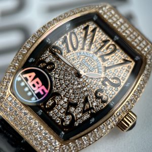 Franck Muller V32 Full Diamonds Replica Watches Rose Gold ABF 45mm (1)