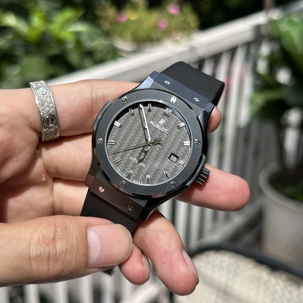Hublot Classic Fusion Ceramic Replica Watches Carbon Black Dial JJZ 42mm (1)