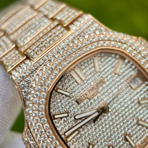 Patek Philippe Nautilus 5719 Replica Watches Full Diamonds Rose 40mm (10)