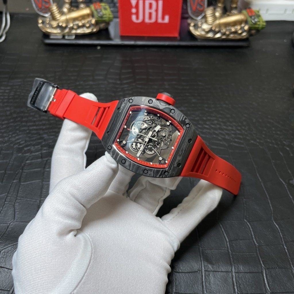 Richard Mille RM055 Skeleton Carbon Fiber Replica Watches Red BBR 45mm (3)
