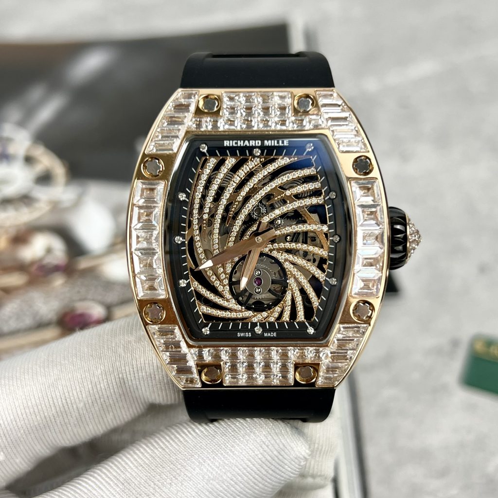 Richard Mille RM51 Replica Watches Full Diamonds Rose Gold 40mm (2)