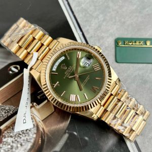 Rolex Day-Date 228235 18K Gold Wrapped Olive Dial Replica Watches GM 40mm
