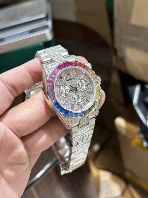 Rolex Daytona Rainbow Full Diamonds Fake Watches 40mm (5)