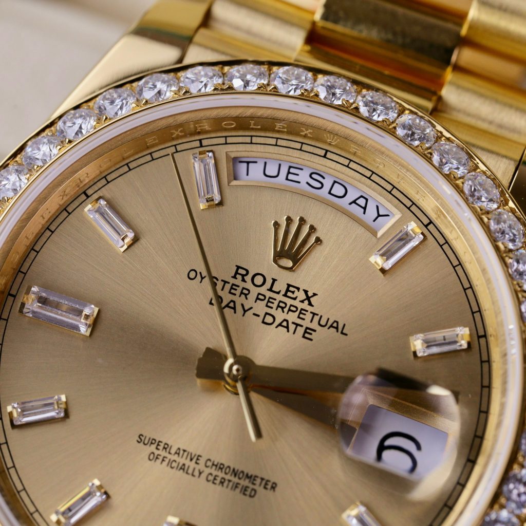 Rolex Day-Date 228235 18K Gold Wrapped and Moissanite Replica Watches GM 40mm (10)