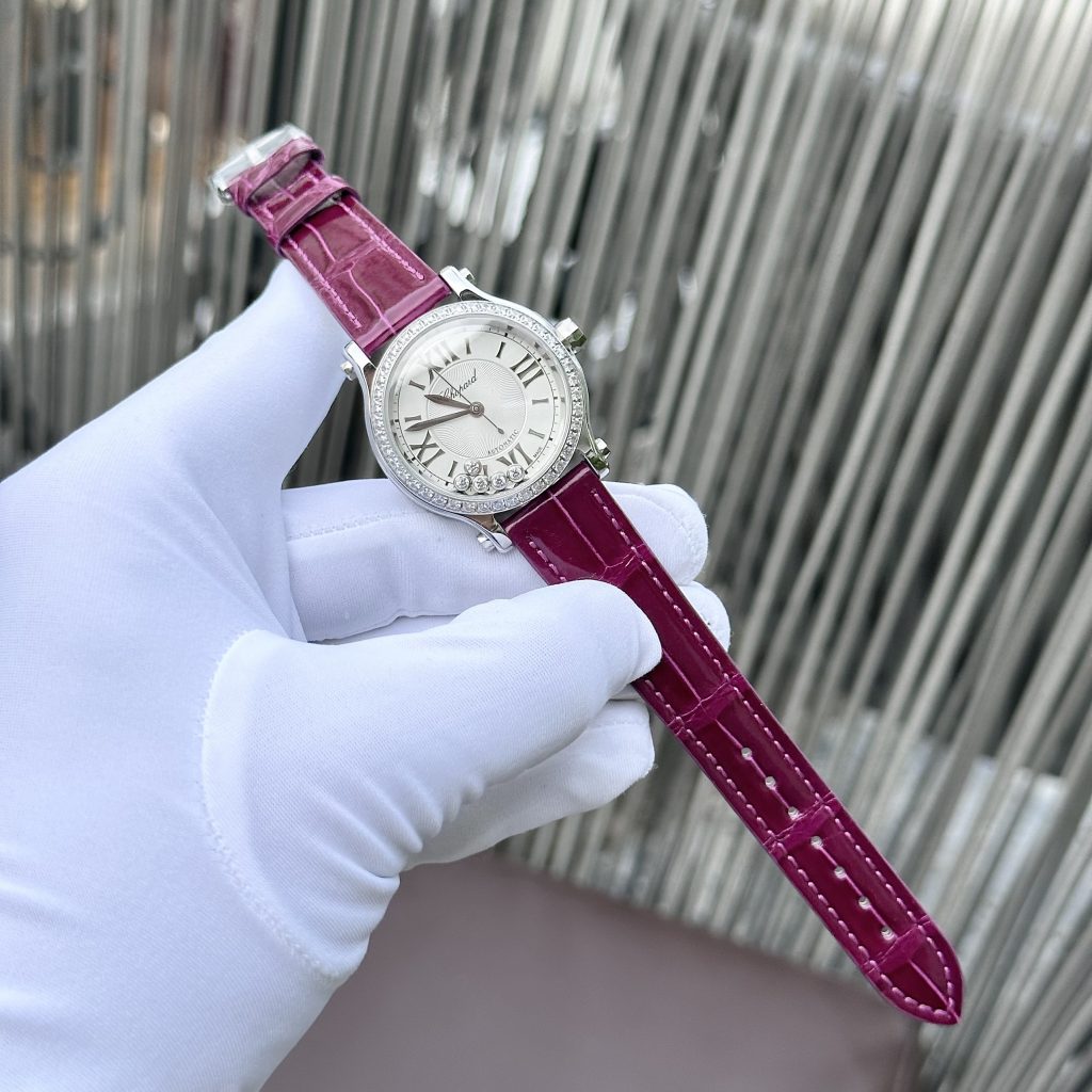 Chopard Happy Sport Replica Watches Purple Leather 36mm (2)