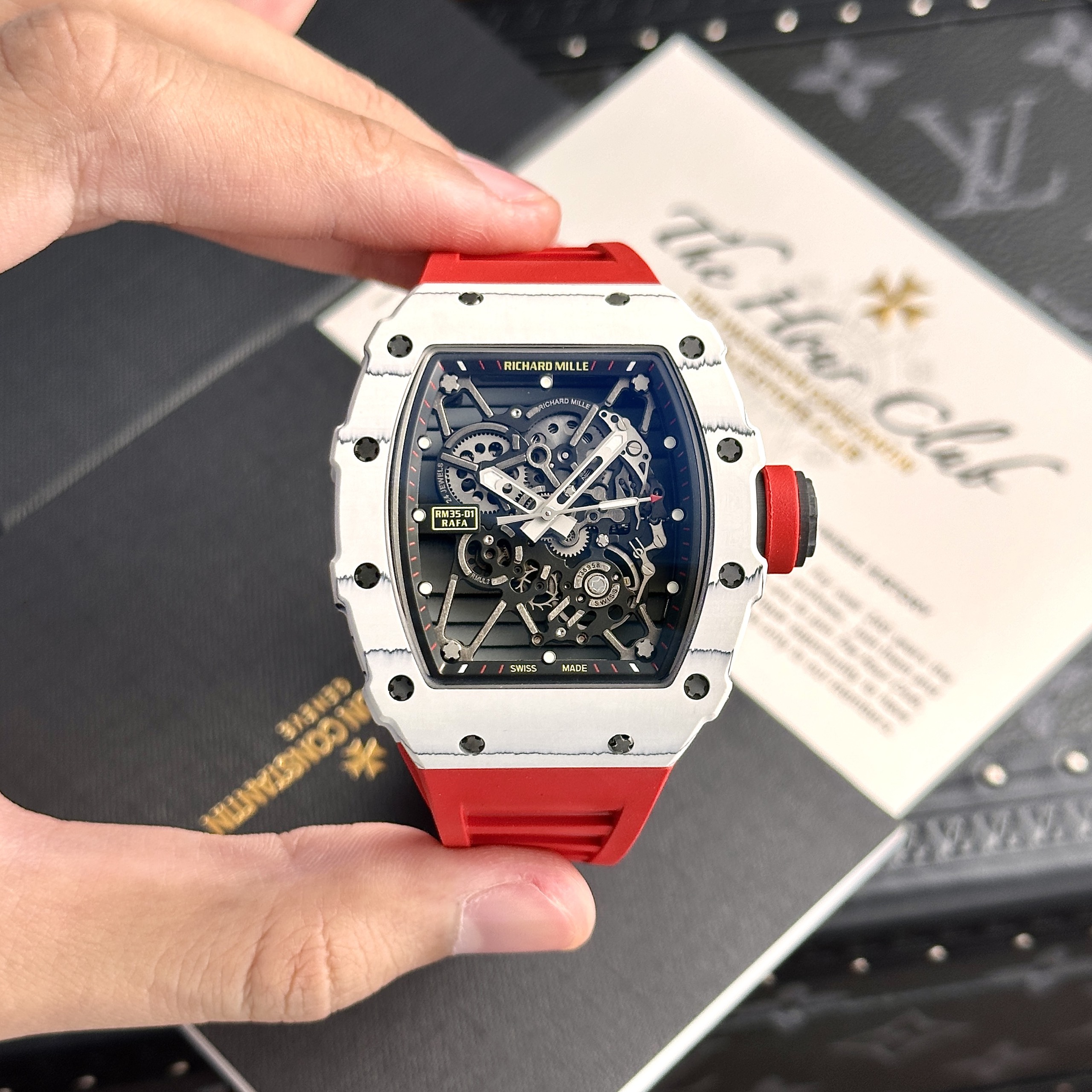 Richard Mille RM35-01 Rafael Nadal White Carbon Replica Watches BBR 44mm (7)