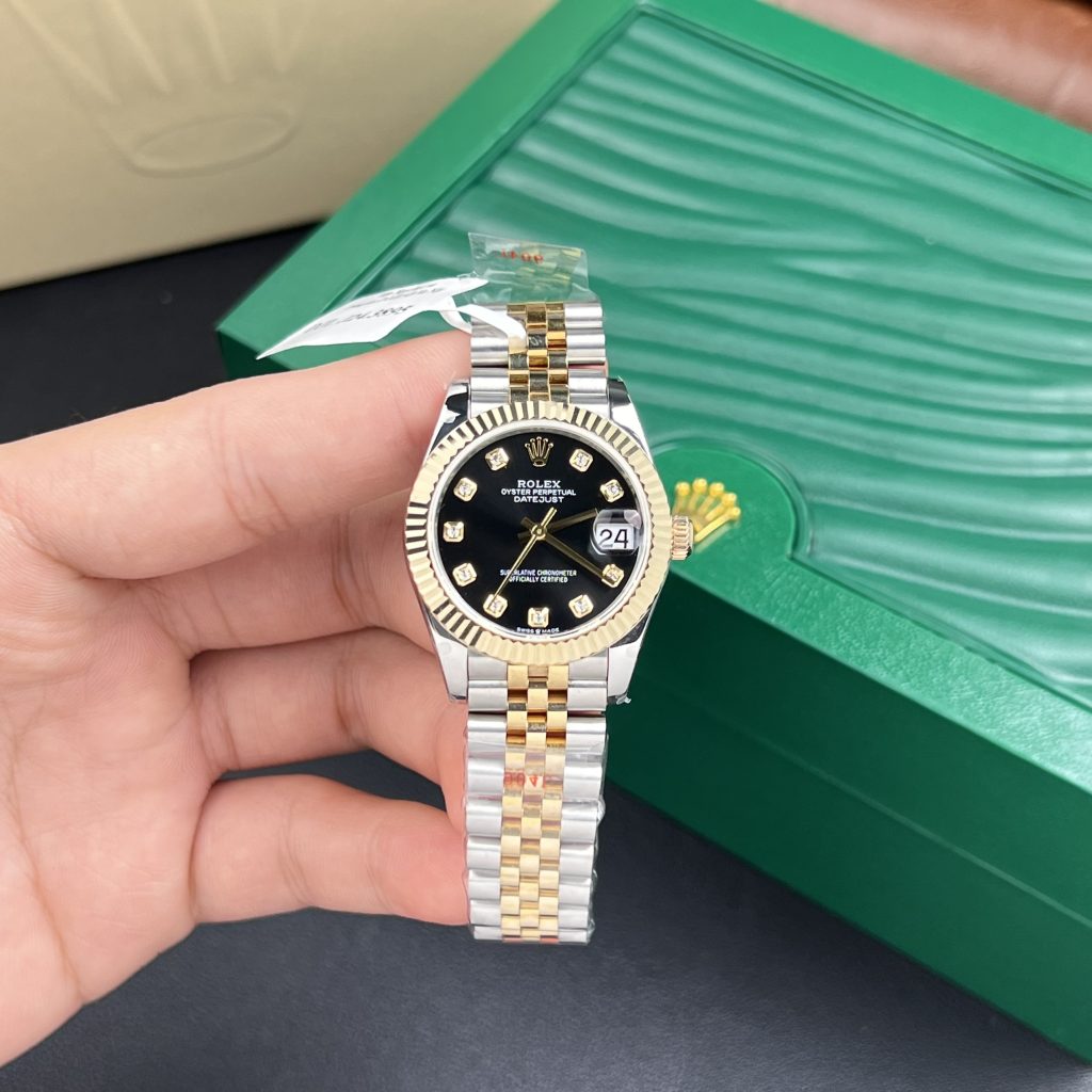 Rolex DateJust Gold Wrapped Black Dial GM Factory 31mm (1)