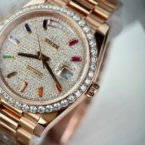 Rolex Day-Date Custom Moissanite Diamonds 18K Rose Gold Wrapped GM Factory 40mm (7)