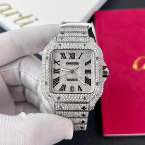 Cartier Santos Iced Out Moissanite Replica Watches BV Factory (11)