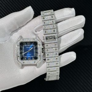 Cartier Santos Iced Out Replica Watches Full Moissanite Diamonds (8)