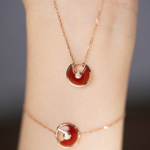 Cartier Women Bracelet Necklace Set Custom Natural Diamond Rose Gold 18k (2)