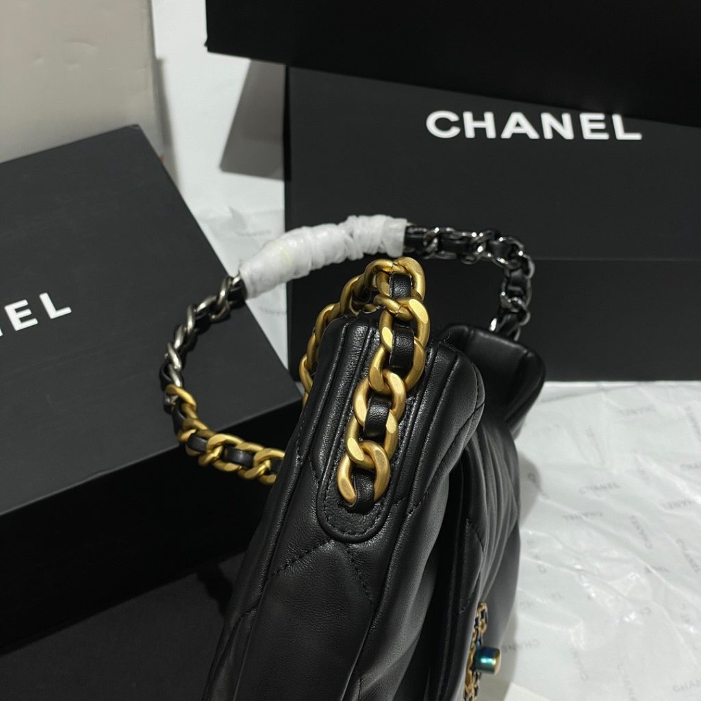 Chanel 19 Hobo Mixed Metal Hardware Lambskin Black Replica Bags 30x21x7 (2)