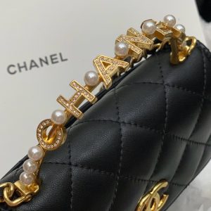 Chanel 23 Diamond Pearl Top Handle Clutch Chain Black Replica Bags 11.5x14.5x5 (2)