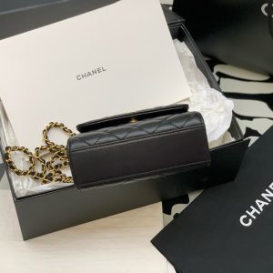 Chanel 23 Diamond Pearl Top Handle Clutch Chain Black Replica Bags 11.5x14.5x5 (2)