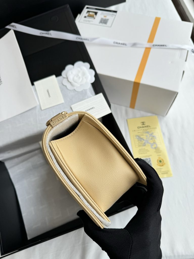 Chanel Boy Beige Replica Bags Gold Lock Size 25 (2)