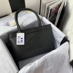 Chanel Caviar Leather Replica Bags Black Size 30x21x8cm (2)
