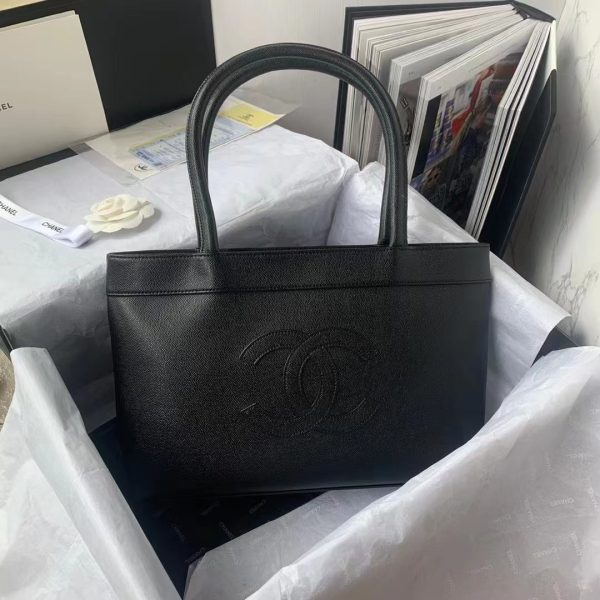 Chanel Caviar Leather Replica Bags Black Size 30x21x8cm (2)