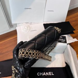 Chanel Chain Around Shoulder Black Lambskin Replica Bags Size 19cm (2)