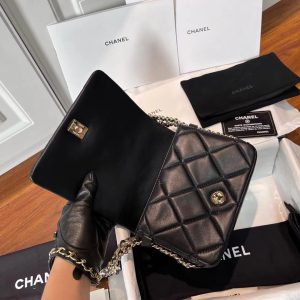 Chanel Chain Around Shoulder Black Lambskin Replica Bags Size 19cm (2)