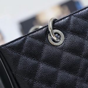 Chanel Chain Shoulder Tote Matelasse Women Black Leather Replica Bags Silver Buckle 33x23x11cm (2)