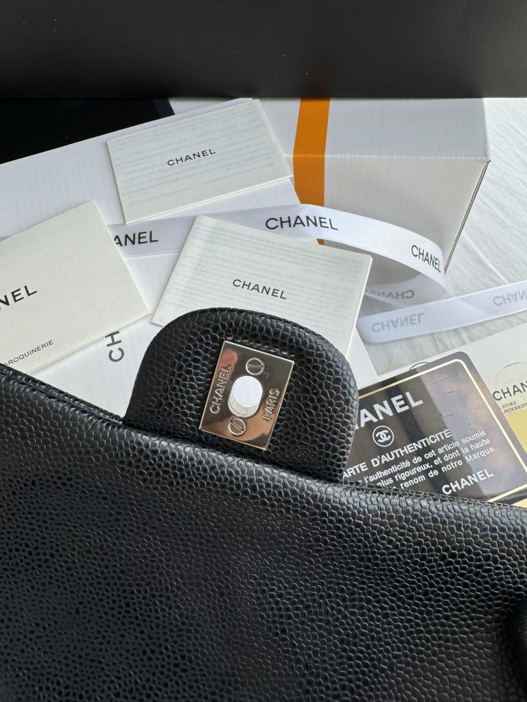 Chanel Classic Black Replica Bags Silver Buckle Size 20cm (2)