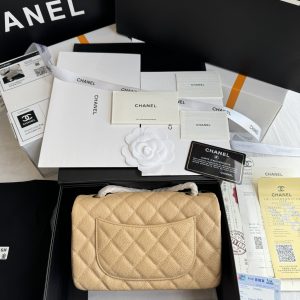 Chanel Classic Gold Buckle Replica Bags Beige Size 20cm (2)