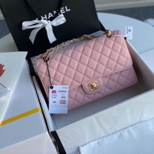 Chanel Classic Mini Flap Medium Handbags Pink 25x16x6cm (2)