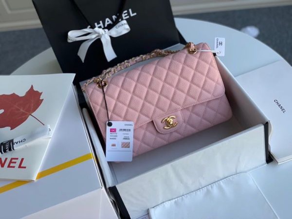 Chanel Classic Mini Flap Medium Handbags Pink 25x16x6cm (2)