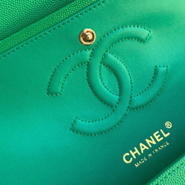 Chanel Classic Mini Flap Medium Replica Bags Green 25x16x6cm (2)