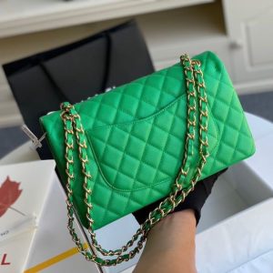 Chanel Classic Mini Flap Medium Replica Bags Green 25x16x6cm (2)