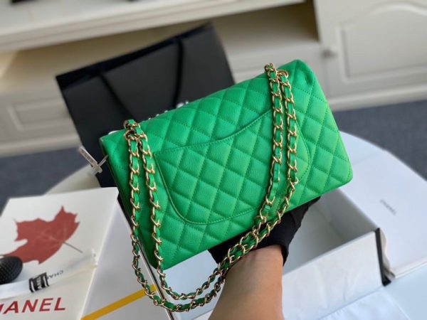 Chanel Classic Mini Flap Medium Replica Bags Green 25x16x6cm (2)