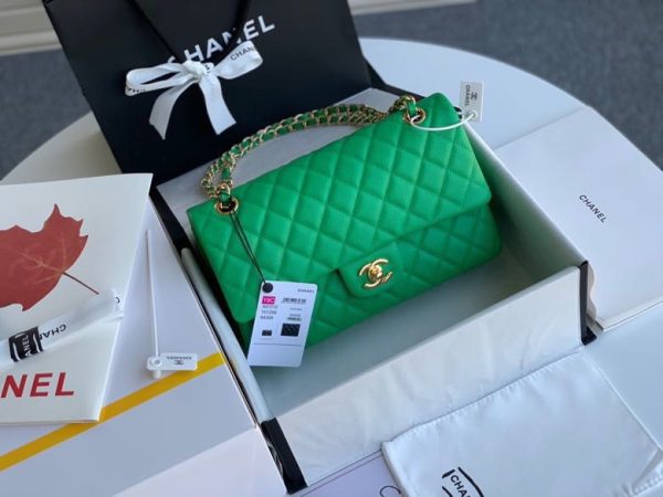 Chanel Classic Mini Flap Medium Replica Bags Green 25x16x6cm (2)