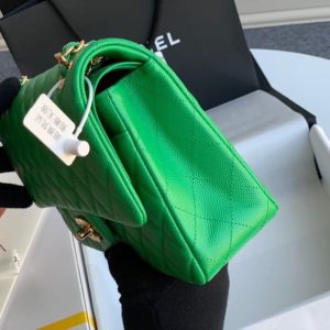 Chanel Classic Mini Flap Medium Replica Bags Green 25x16x6cm (2)