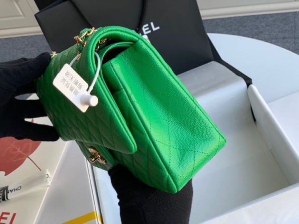 Chanel Classic Mini Flap Medium Replica Bags Green 25x16x6cm (2)