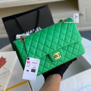 Chanel Classic Mini Flap Medium Replica Bags Green 25x16x6cm (2)