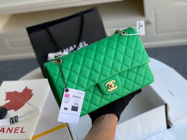 Chanel Classic Mini Flap Medium Replica Bags Green 25x16x6cm (2)